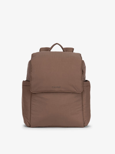 CALPAK small diaper backpack with insulated bottle pockets, convenient transport handle, and magnetic closure in hazelnut; BBPC2401-HAZELNUT, BPC2401-HAZELNUT view 1