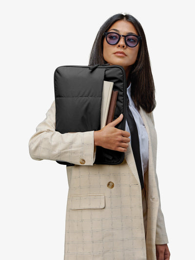 CALPAK Luka 17-in Padded Laptop Sleeve in black Matte Black with puffy exterior; ALD2501-MATTE-BLACK view 2